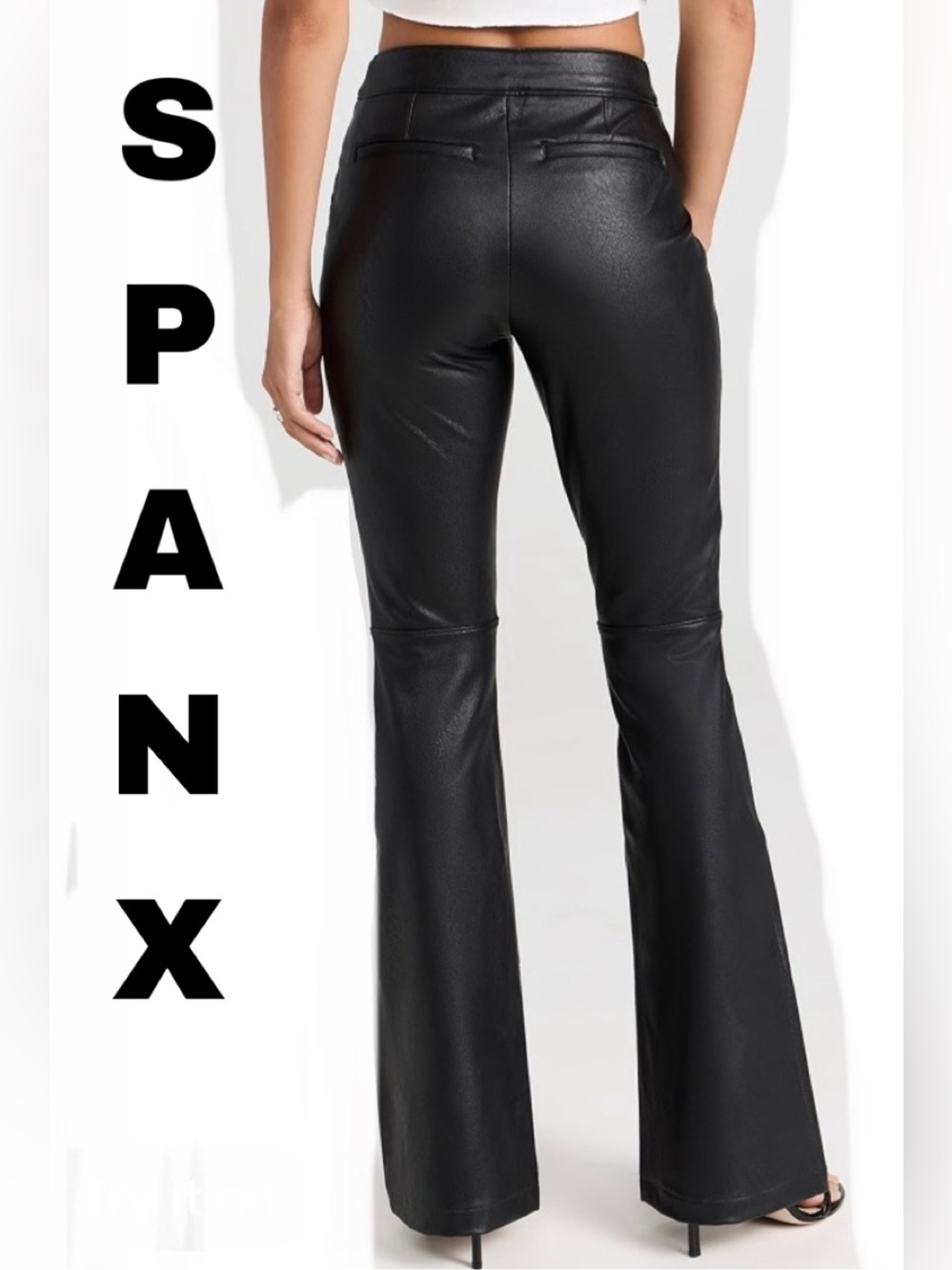 SPANX Black Faux-Leather Flare Pants